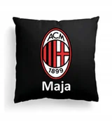 Poduszki dekoracyjne - Foto Poduszka Czarna AC MILAN MEDIOLAN + IMIĘ - miniaturka - grafika 1