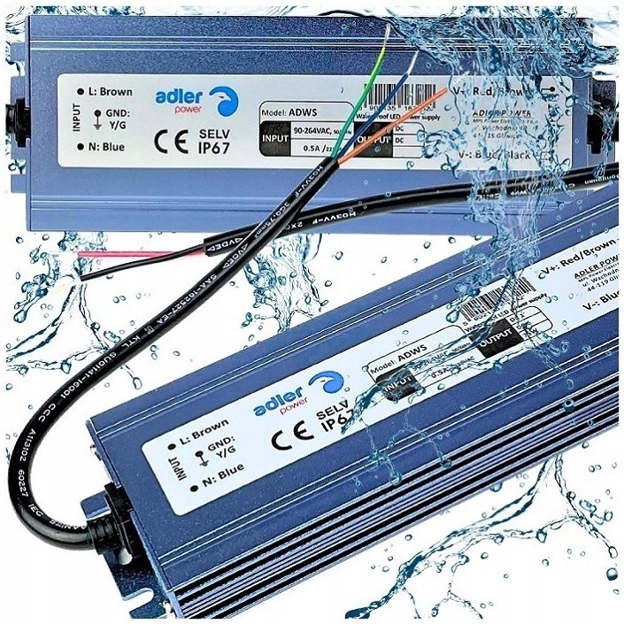 ADLER Zasilacz 24V Led DC 300W Hermetyczny Wodoodporny Wodoszczelny IP67 Do Taśmy