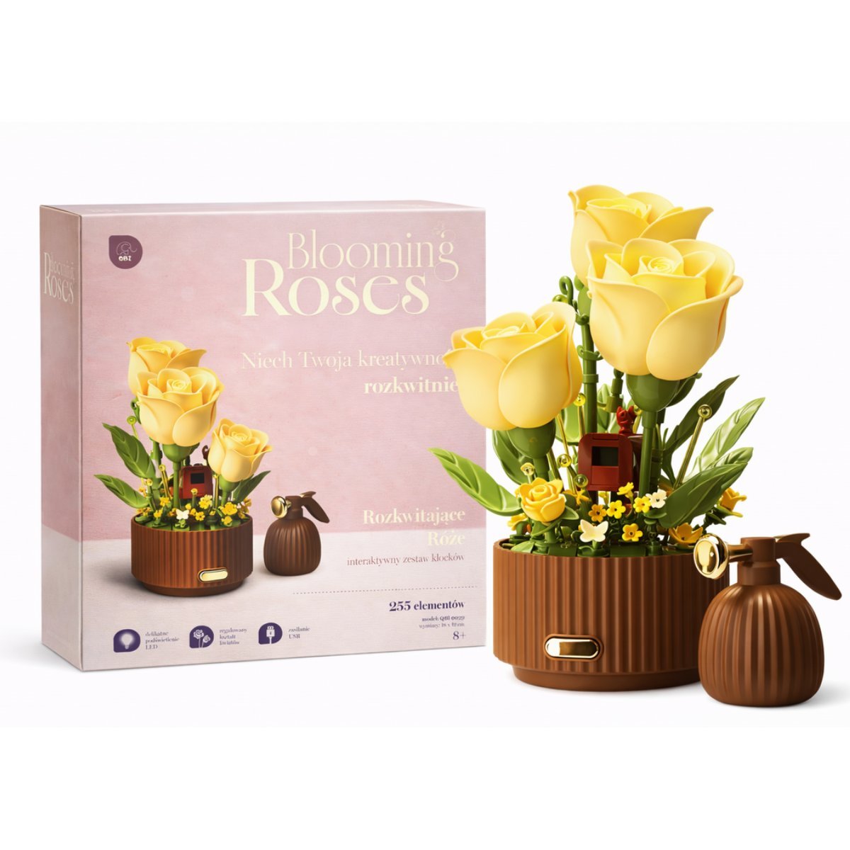 Klocki konstrukcyjne Róże LED interaktywne Blooming Roses ŻÓŁTE PL