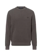 Swetry męskie - Fred Perry Sweter męski Mężczyźni Bawełna szary jednolity, S - miniaturka - grafika 1