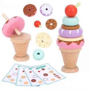 WOOPIE GREEN Drewniane Lody Układanka Montessori Cukiernia 12 el. - Układanki dla dzieci - miniaturka - grafika 1