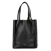 Torebki damskie - Torebka damska SKÓRZANA Torba czarna na ramię skóra SHOPPER duża SOLIER - miniaturka - grafika 1