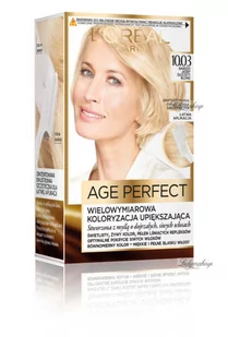 L''Oréal - AGE PERFECT - Wielowymiarowa koloryzacja upiększająca do włosów siwych i dojrzałych - 10.03 Bardzo Jasny Złocisty Blond - Farby do włosów i szampony koloryzujące - miniaturka - grafika 1