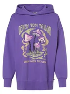 Bluzy damskie - Tom Tailor Denim - Damska bluza z kapturem, lila - miniaturka - grafika 1