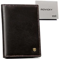 Etui na dokumenty i karty - Męskie etui na karty i dokumenty ze skóry naturalnej ROVICKY eleganckie brązowe na prezent pionowe bez zapięcia antykradzieżowe ochrona RFID STOP - miniaturka - grafika 1