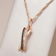 Wisiorki - TEMU ANGOL Damski Naszyjnik z Czarno-Białymi Kryształami w Pozłacanej Oprawie KC - Elegancki Wisiorek w Kształcie Buta na Wysokim Obcasie, Biżuteria, - miniaturka - grafika 1