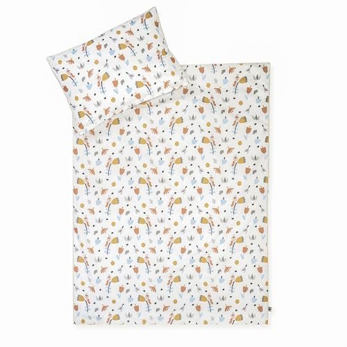 Julius Zöllner Pościel Organic Crazy Flowers, rozmiar 100 x 135 i 40 x 60 cm, pościel dziecięca, sprawdzona pod kątem substancji szkodliwych