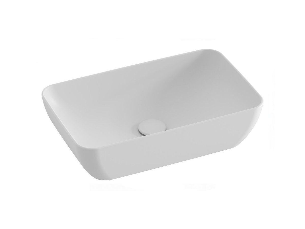 Ravak Prostokątna umywalka ceramiczna nablatowa Uni 500 R Slim cienkościenna biały mat 1szt