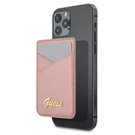 Etui na dokumenty i karty - Guess Wallet Card Slot GUWMSSASLPI MagSafe Saffiano różowy/pink - miniaturka - grafika 1