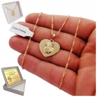 Biżuteria dla dzieci - ZŁOTY ŁAŃCUSZEK + MEDALIK SZKAPLERZ SERCE JEZUSA 18K PREZENT NA CHRZEST - miniaturka - grafika 1