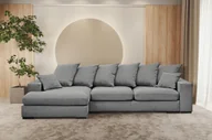 Narożniki - Sofa w kształcie L GABON narożnik funkcja spania tkanina Riviera szary lewy - miniaturka - grafika 1