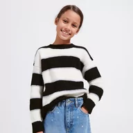 Swetry dla dziewczynek - Reserved - Dzianinowy sweter w paski - Wielobarwny - miniaturka - grafika 1