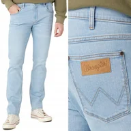 Spodnie męskie - Wrangler GREENSBORO Blue Waves PROSTE SPODNIE JEANSOWE BLUE DżINS W34 L34 - miniaturka - grafika 1