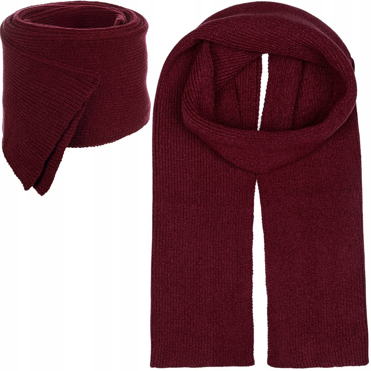 SZAL SZALIK Damski Zimowy Jesienny CZERWONY BORDOWY BORDO 180x30 cm