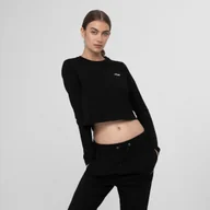 Koszulki sportowe damskie - Damski longsleeve crop top FILA Ece - czarny - miniaturka - grafika 1
