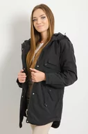 Kurtki damskie - CZARNA PARKA WIĄZANA W PASIE - Olika - miniaturka - grafika 1