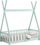 Łóżka dla dzieci i młodzieży - Łóżko dziecięce "Helsingborg" z zabezpieczeniem przed wypadnięciem drewno sosnowe 70 x 140 cm Mint - miniaturka - grafika 1