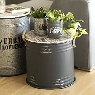 Tajemniczy Ogród Tajemniczy Ogród Beczka antracytowa z funkcją donicy L 49,5x50 cm - Pozostałe ozdoby ogrodowe - miniaturka - grafika 1