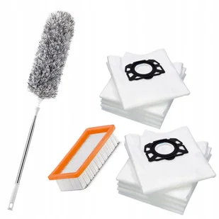 Zestaw 10 worków + filtr powietrza do odkurzacza Kärcher MV2 MV3 WD2 WD3 + Chowana miotełka do kurzu, odkurzacz szczelinowy, giętki, 2,8 m - Filtry do odkurzaczy - miniaturka - grafika 1