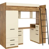 Łóżka dla dzieci i młodzieży - Łóżko Piętrowe Smyk Prawe Dąb Burgund / Krem MebloCross Krem, Dąb Burgundzki - miniaturka - grafika 1