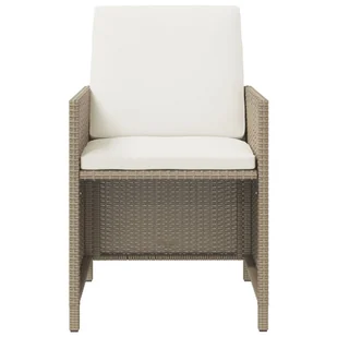 9-cz. zestaw mebli ogrodowych z poduszkami, polirattan, beżowy - Meble ogrodowe - miniaturka - grafika 6