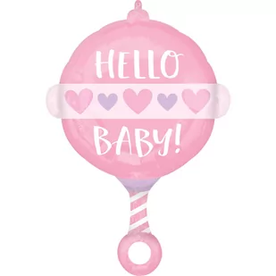 Balon foliowy, Baby Girl Rattle, różowy, 1 sztuka - Baby shower i roczek - miniaturka - grafika 1