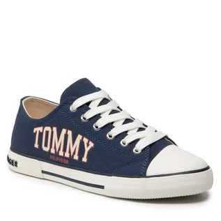 Buty dla chłopców - Trampki Tommy Hilfiger - Low Cut Lace-Up Sneaker T3X4-32208-1352 S Blue 800 - grafika 1