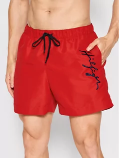 Kąpielówki męskie - Tommy Hilfiger Szorty kąpielowe Medium UM0UM02299 Czerwony Regular Fit - grafika 1