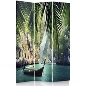 Parawany - Parawan dwustronny obrotowy FEEBY, Palmy Tropikalny Morze 110x170 - miniaturka - grafika 1