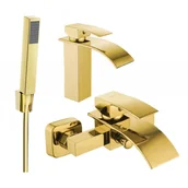 Baterie umywalkowe - Mexen Aries R77 zestaw wannowy, złoty - miniaturka - grafika 1