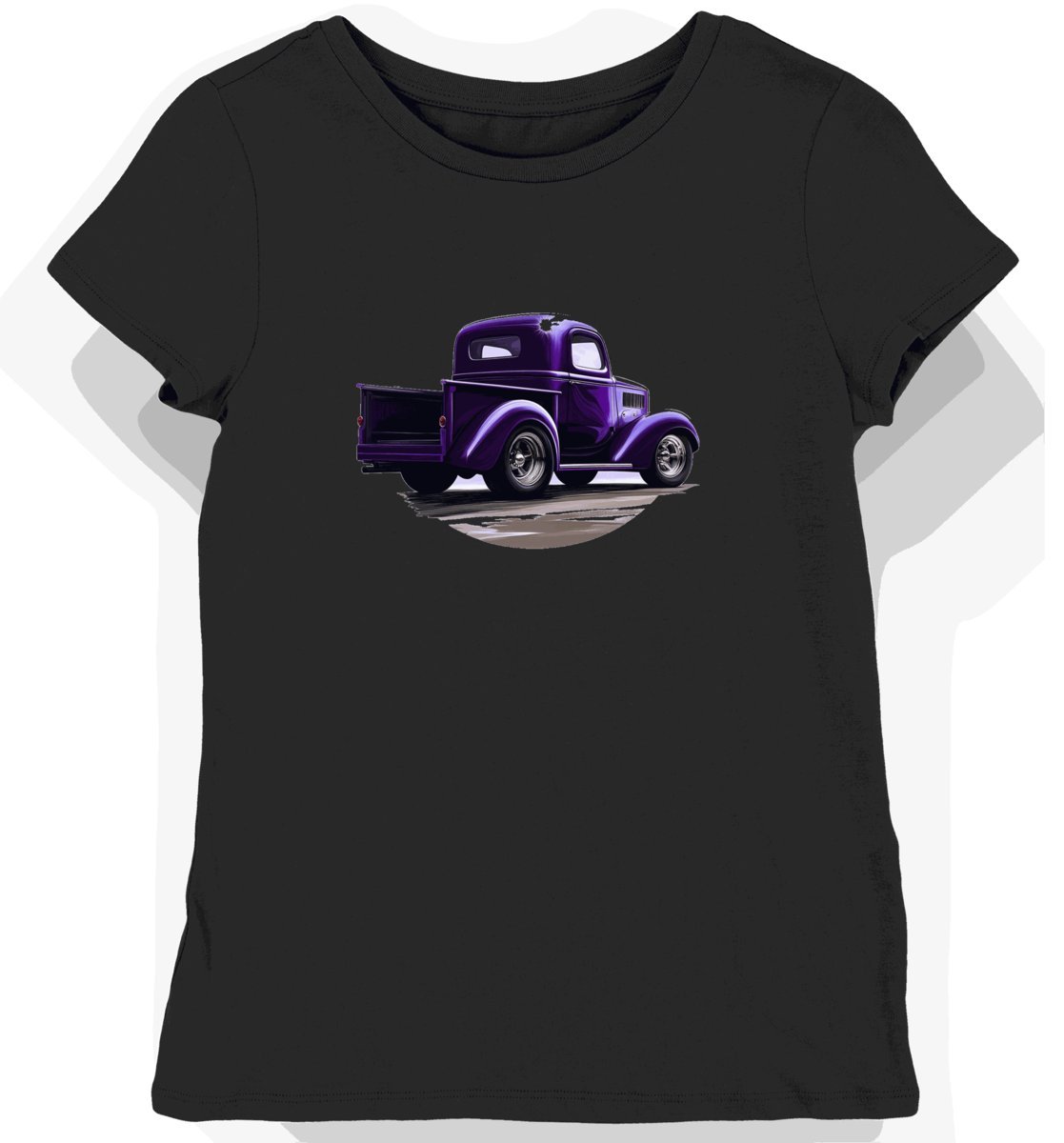 Koszulka damska czarna z motywem klasycznych samochodów L