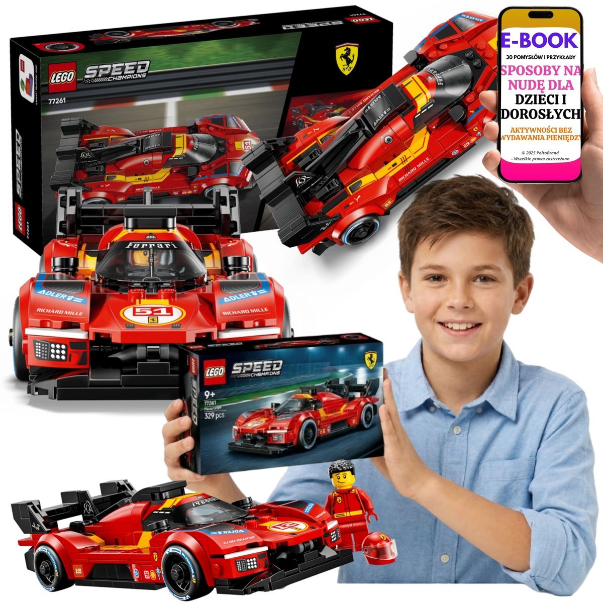 LEGO Speed Champions Ferrari 499P (77261) Model Samochodu Ferrari + E-BOOK-3