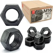 Śruby i nakrętki - Nakrętka sześciokątna M16 6-kątna metryczna DIN 934 czarna kl. 6 8szt. - miniaturka - grafika 1