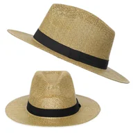 Czapki męskie - KAPELUSZ SŁOMKOWY TRAWIASTY NATURALNY DAMSKI MĘSKI HAWANA PANAMA NA LATO - KPL-AB-16 - miniaturka - grafika 1
