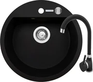 Zlewozmywaki z baterią - ZESTAW PYRAMIS MIDO (R51) 1B + BELLO karbon (czarny mat) (070087901Bn) - miniaturka - grafika 1