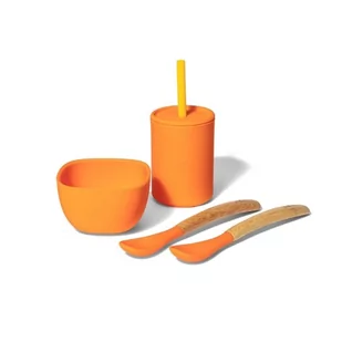 Avanchy La Petite Silikonowy Zestaw Obiadowy Dla Dziecka Orange - Miseczki i talerzyki dla dzieci - miniaturka - grafika 1