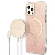 Etui i futerały do telefonów - Guess Zestaw GUBPP12MH4EACSP Case+ Charger iPhone 12/12 Pro różowy/pink hard case 4G Print MagSafe - miniaturka - grafika 1