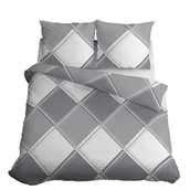 Pościel - Pościel satynowa 180x200 szara biała 4683 B Home Satin 40 - miniaturka - grafika 1