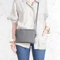 Torebki damskie - Nodo Bag S szara mała kopertówka z paskiem - miniaturka - grafika 1