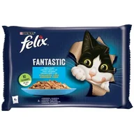Mokra karma dla kotów - Purina Felix Fantastic Fantastic Rybne Smaki łosoś/gładzica w galaretce saszetki 4x85g - miniaturka - grafika 1