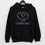 Bluzy damskie - czarna damska bluza z kapturem czarna owca - miniaturka - grafika 1