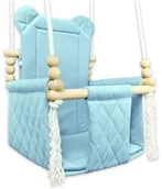 Leżaczki i huśtawki - Niebieska drewniana huśtawka dziecięca P4-F14 - miniaturka - grafika 1