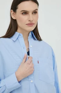 Koszule damskie - Levi's koszula bawełniana damska kolor niebieski relaxed z kołnierzykiem klasycznym - grafika 1