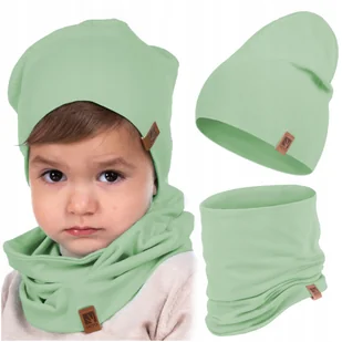 Czapka Dziecięca Wiosenna Jesienna Komin Komplet Bawełna Dla Dzieci 48-56 - Czapki dla dzieci - miniaturka - grafika 1