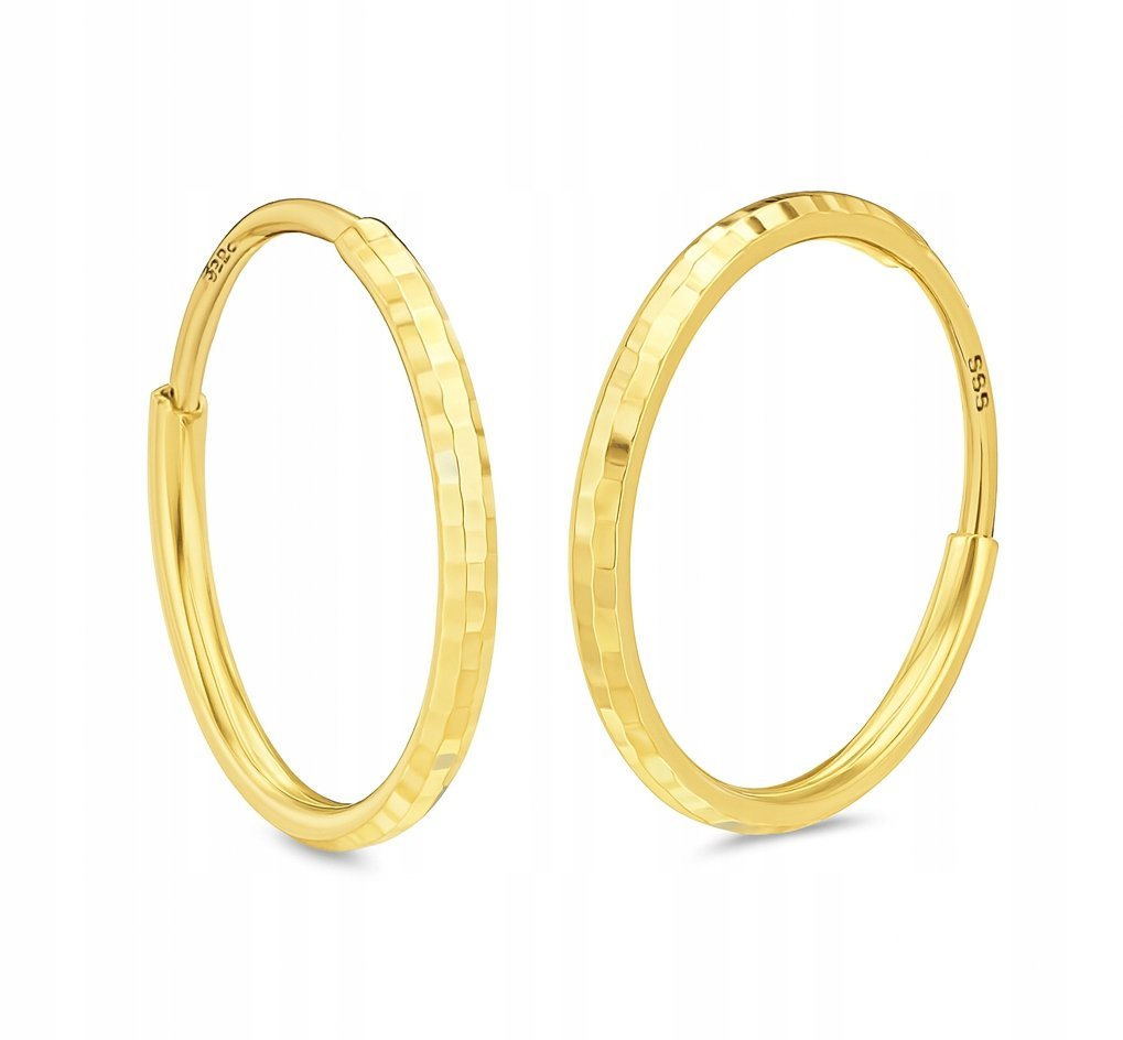 KLASYCZNE DAMSKIE ZŁOTE KOLCZYKI DIAMENTOWANE KÓŁECZKA 19 MM 14KT 585