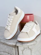 Trampki damskie - Bellucci Sneakersy w kolorze beżowo-białym - miniaturka - grafika 1