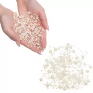 Oświetlenie świąteczne - Łańcuch na choinkę z pereł 3-8mm ozdoba świąteczna kremowy - miniaturka - grafika 1
