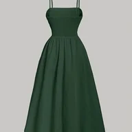 Sukienki - TEMU Jednokolorowa sukienka z dekoltem i bez rękawów, idealna na wiosnę i - miniaturka - grafika 1