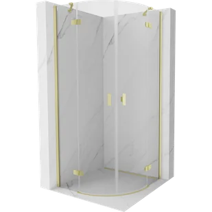 Mexen Mist kabina prysznicowa półokrągła uchylna 70 x 70 cm, transparent, złota szczotkowana - 8A33-070-070-55-00 - Kabiny prysznicowe - miniaturka - grafika 1