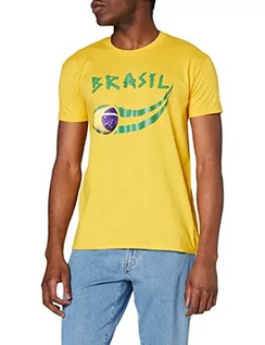 Koszulki męskie - Supportershop Supportershop Męski T-shirt Brasil Fan żółty żółty XL 5060360365534 - grafika 1